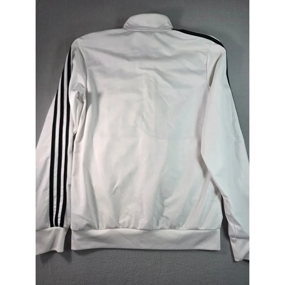 Adidas Mens White Black 3 Stripe Full Zip Track Jacket Small